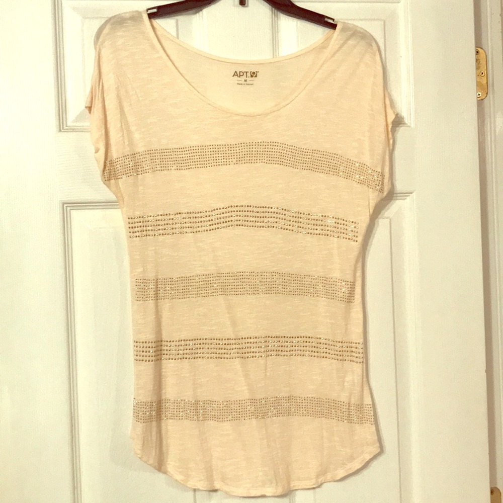 APT. 9 cap sleeve tee, studs, soft pink - MEDIUM